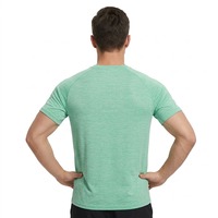T-shirt de sport à manches courtes en tissu élastique de haute qualité, col rond, coupe ajustée, décontracté, design OEM, pour l'entraînement
