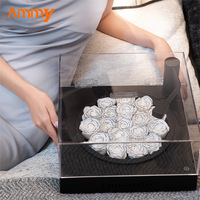 AM-PFE29 Ammy Konservierte Rosen Grammophon-Acrylbox Ewige Blumen Display Grammophon-Rosenbox Valentinstag-Geschenke