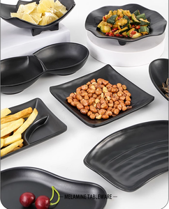 Assiettes d'apéritif noires en mélamine plat de dégustation de dessert petits <span class=keywords><strong>mini</strong></span> bols <span class=keywords><strong>plateau</strong></span> de service pour côté sushi ensemble de vaisselle de style japonais - Product Image 2