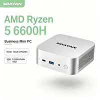 AMD Ryzen 5 6600H Mini PC 12GB/16GB/24GB LPDDR5 RAM NVMe SSD WiFi 6 Windows 11 Pro Komputer Bisnis