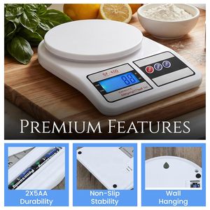 Electronic Kitchen Weight Food Scale LED Display 5kg Glass Bowl <b>Battery</b> Operated Cheap Price - Product Image 4