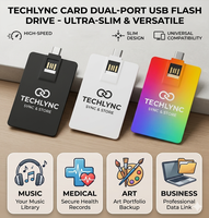 Flash Drive USB Ultra-Slim 2.0 dengan Port USB-A & Type-C, Sempurna untuk Penyimpanan & Cadangan Data Musik, Medis, Seni & Bisnis