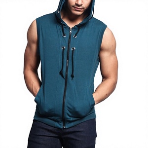 Best Selling Men's Workout Gym <b>Hoodies</b> <b>Lightweight</b> Comfortable Polyester/Cotton Solid Color Sleeveless Vintage Winter Streetwear - Product Image 3