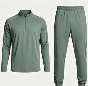 Conjunto Deportivo para Hombre, Estilo Urbano, Transpirable, Color Sólido, para Gimnasio, Correr, con Media Cremallera, Talla Grande, Secado Rápido, Informal - Product Image 2