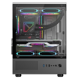 Hochleistungs-Gamer-Computer-PC-Gehäuse, individuelles Mid-Tower-Gehäuse mit gehärtetem Glas, MicroATX-ITX-Desktop-PC-Gaming-Gehäuse - Product Image 6