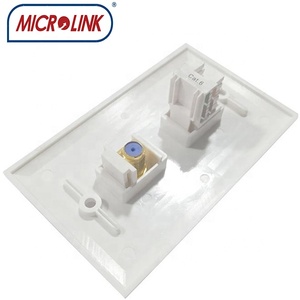 Plaque murale double <span class=keywords><strong>RJ45</strong></span> et <span class=keywords><strong>coaxiale</strong></span> Cat6 de type US avec connecteur Keystone F-81 - Product Image 5