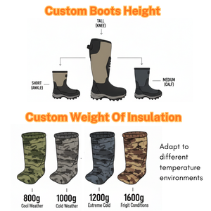 Fabrication sur mesure de bottes de chasse pour hommes en <span class=keywords><strong>néoprène</strong></span> avec doublure imperméable et camouflage, semelle en caoutchouc isolante de 800 g - Product Image 4