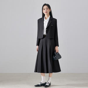 Women's Suit Set Long Skirt Elegant Anti-Wrinkle Wool Blend Formal Wear For Work Commute - Product Image 4