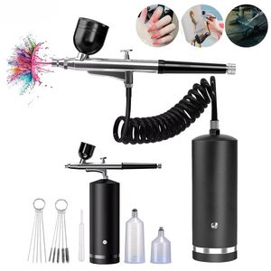 Nail Airbrush Portable Airbrush With Compressor Painting Air Brush Mini Compressor Paint gun For Nail Art Paint Crafts Modeling - Product Image 1