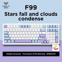 Clavier mécanique sans fil AULA F99 - Rétroéclairage RVB, Hot-Swap, 99 touches, trois modes, USB Type-C, ergonomique, batterie 8000 mAh, nouveau pour le gaming