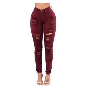 Pantalon en jean skinny déchiré sexy pour femme, coupe longue, grande élasticité, coloré - Product Image 5