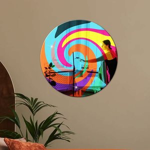 Dibujos animados tridimensional UV impreso pared decoración colorida figura geométrica espejo acrílico redondo uso doméstico juguetes promocionales - Product Image 4
