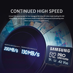 Carte mémoire originale Samsung <span class=keywords><strong>PRO</strong></span> Ultimate 128 Go 256 Go 512 Go UHS-I V30 A2 TF pour drone, caméra d'action, jeux, téléphone - Product Image 3