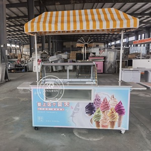 Chariot <span class=keywords><strong>à</strong></span> glaces mobile personnalisé, petit et durable, pour gelato et sucettes glacées, chariot de vente ambulante pour crème glacée - Product Image 2