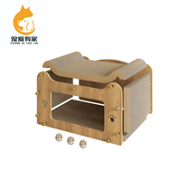Grande maison pour chat en carton écologique confortable avec griffoirs intégrés |   Jouet grattoir pour chat d'intérieur Fun Hideaway Bed