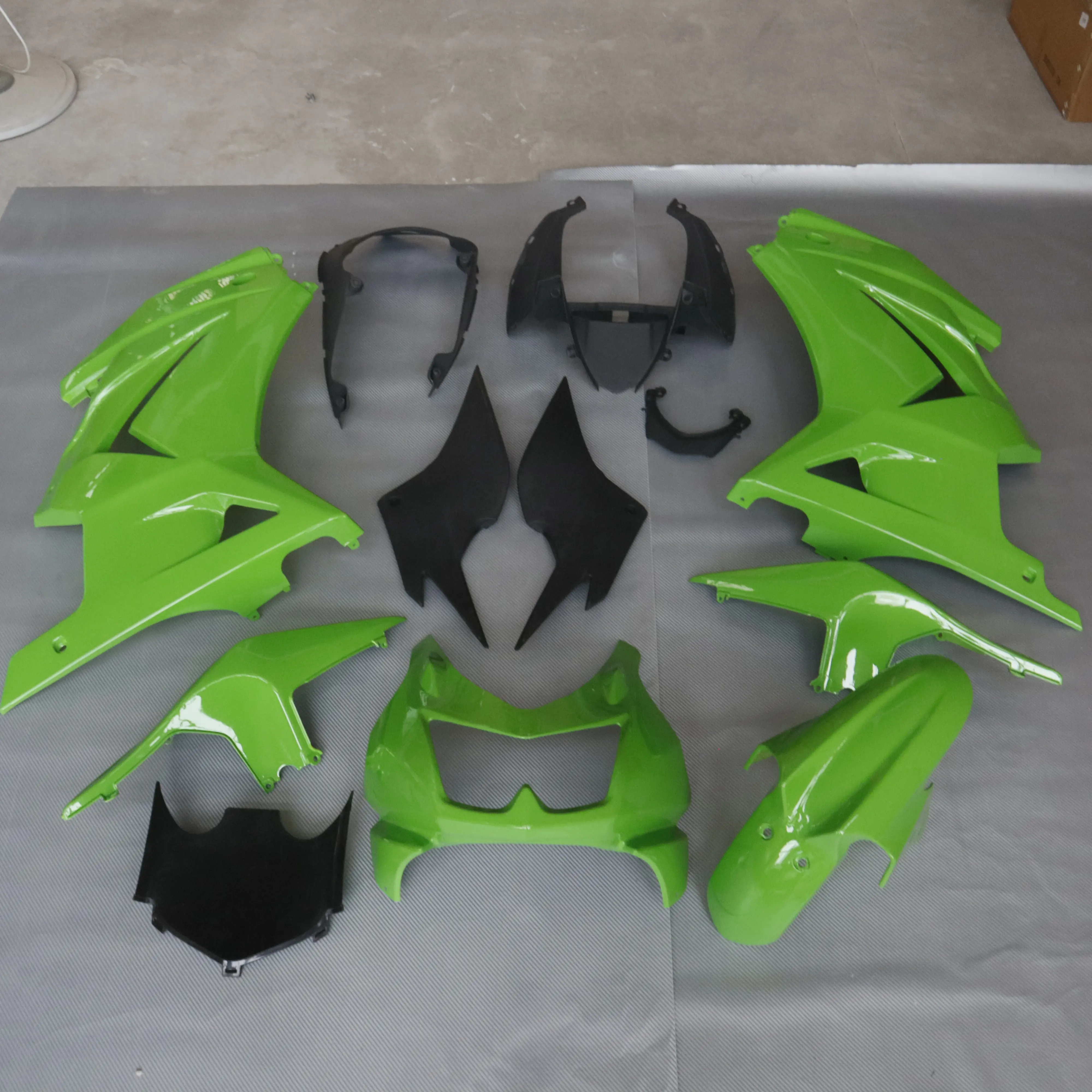 Penutup Kit Fairing Keluar untuk Kawasaki Ninja 250 2008 2009 Hijau dan Hitam Pabrik Cina