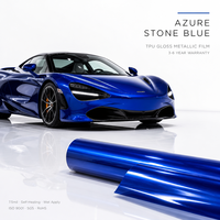 Bungkus Mobil TPU Warna Biru Azure Stone, PPF Berubah Warna, Self Healing, Hidrofobik untuk Modifikasi Otomotif