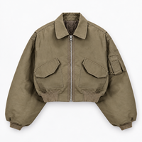 Blouson Bomber Boxy 500GSM en Nylon et Coton Rembourré, Coupe Courte, Multi-Poches, Style Vintage pour Homme