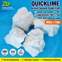 Chaux vive de qualité industrielle CAO, Oxyde de calcium 95% de pureté, ASTM C25, Tests de composition chimique disponibles, T60 80-120S CN CAS No.
