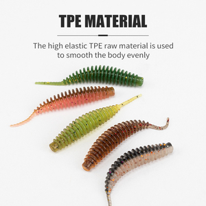 TGD - Juego de 10 Señuelos de Pesca Flotantes Suaves de TPE, Tipo Gusano, Micro Grub, con Cola de Espina, para Pescar Lubina, <span class=keywords><strong>Trucha</strong></span>, Crappie y Perca - Product Image 3