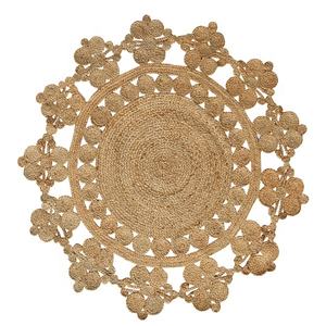 Alfombra de yute trenzada con margaritas para decoración del hogar, alfombra redonda de área cosida a mano, decorativa, para sala de estar - Product Image 1