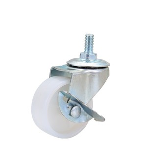 Ruedas giratorias de polipropileno blanco con vástago de tornillo, de 1 a 3 pulgadas, para carritos de muebles de uso ligero, con freno y banda de rodadura firme de poliuretano - Product Image 2