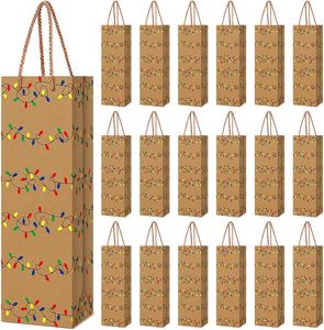 Sacchetto Regalo per Vino con Luci Natalizie Marroni, Borsa per Bottiglia di Vino con Manico per Regali di Ringraziamento, Confezione Regalo di Natale, Accessori per Matrimonio - Product Image 2