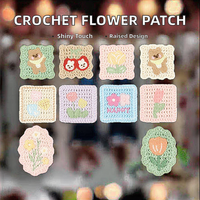 Prix d'usine – Nouveaux patchs brodés de fleurs en crochet à sequins imprimés en 3D avec tissu en toile et plastique résineux pour la couture sur vêtements