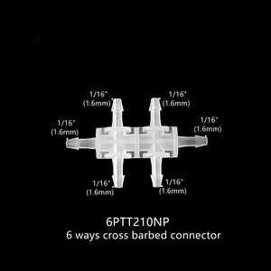 Conector de manguera de plástico PP en forma de T, junta de tubería de 6 vías, accesorio de tubo con púas dobles TT para adaptadores de suministro de agua a baja presión - Product Image 3