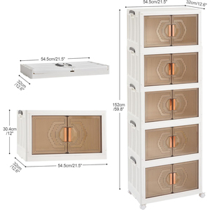 Inthetrend Collapsible Foldable <b>White</b> Modern PP+hips Plastic <b>Storage</b> <b>Cabinet</b> 1-3L Capacity 10kg Load 36x23x27cm Dimensions High - Product Image 3