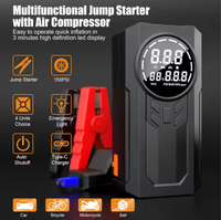 Starter Jump truk 4-in-1 45W multifungsi, dengan Bank daya Inflator lampu LED, Booster mobil Digital