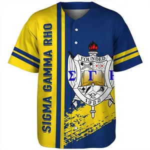 定制Sigma Gamma Rho Mans棒球服半圆设计夏季棒球衫高品质上衣服装运动衬衫