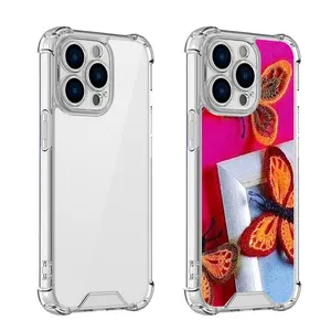 4 Corners Shockproof Transparent Covers Sublimation Blank Phone Case For iphone 14pro max 13 12 11 15Plus 2D TPU+PC