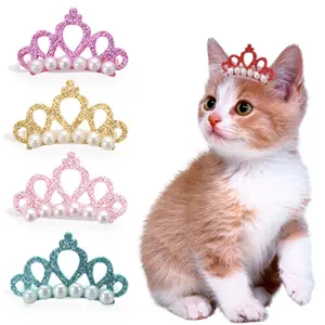 Huisdier Pearl Crown Hair Clips Puppy Honden Decoratie Haarspelden Kat Prinses Hoofd Accessoires