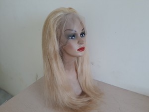 Venta al por mayor Super doble dibujado birmano rizado frente de encaje Glueless pelucas de cabello humano - Product Image 5