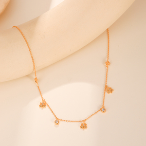 Collier en laiton plaqué or 14K avec breloque Fleur-de-Lys sertie de zircone cubique, délicat, hypoallergénique, pour superposition, cadeau pour elle, vente en gros - Product Image 2