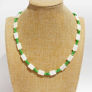 Collar de Concha de Mariposa Blanca Cuadrada Natural, Joyería Personalizada, Serie Bosque, Collar de Cuentas de Concha Verde Fresca para Mujeres y Hombres - Product Image 5