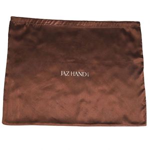 Pochette de rangement de luxe en satin marron haut de gamme avec cordon de serrage, pour sacs à main, sous-vêtements et foulards, avec logo - Product Image 4