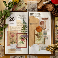 60 autocollants vintage à motifs de timbres postaux, décoratifs botaniques, pour agenda, projets créatifs pour enfants, bullet journal
