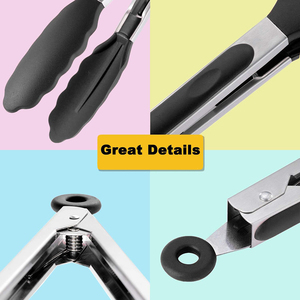 Ustensiles de cuisine, pinces à barbecue résistantes à la chaleur, pinces à aliments en silicone avec embouts en silicone - Product Image 5
