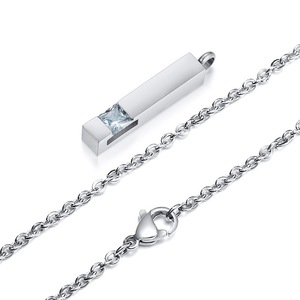 Kişiselleştirilmiş anıt Bar Urn kolye özelleştirilmiş paslanmaz çelik <span class=keywords><strong>Birthstone</strong></span> kübik zirkonya sopa kolye Urn kolye külleri - Product Image 4