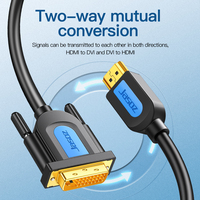 Jasoz Chapado en Oro Bidireccional para HDMI Macho a DVI 24 + 1 Cable Macho 1,5 m 3M 5M para Proyector HDTV Computadora