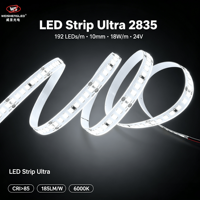 Bande LED Ultra 2835 192 LED/m, 10 mm 18 W/m, 24 V, CRI>85, 185 lm/W 6000 K