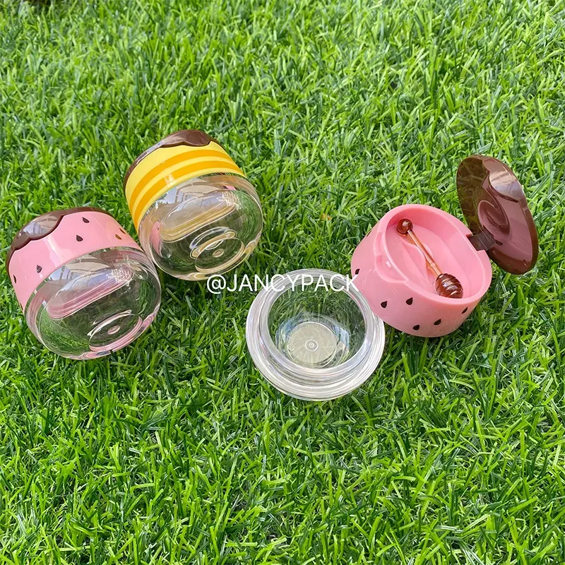 strawberry honey shape empty round cute Cosmetic Cream Jar Custom Private Label Lip Scrub Containers Sample small Makeup Jar