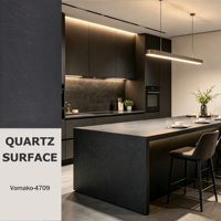 Quartz Noir Craquelé Anti-Taches Direct Usine pour Cuisines Ouvertes – Quartz Technologique Non-Poreux et Hygiénique