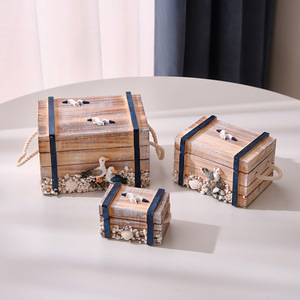 Mediterranean Style Wooden <b>Storage</b> <b>Box</b> Set 3-Piece Jewelry <b>Box</b> Rectangular Pine <b>Material</b> Bedroom Decorative <b>Storage</b> - Product Image 2