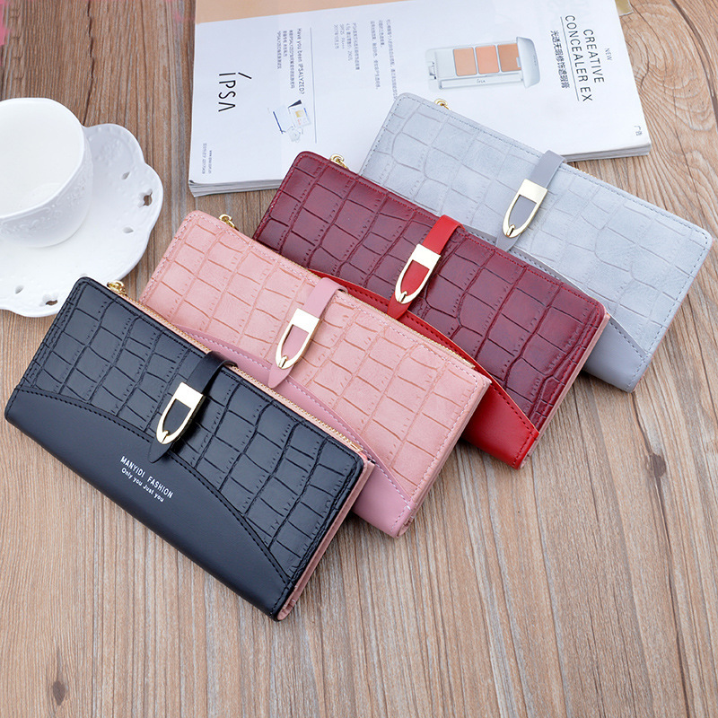 Women's Hollow Leaf Pattern PU Leather Long Wallet - Pink Zipper Clutch Purse With Multiple Card Slots - View #5