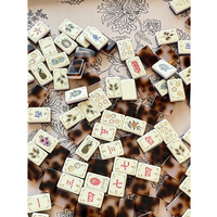 Set Mahjong Akrilik Mewah Amerika dengan Cetakan Naga Bunga Klasik Bergaya Victorian untuk Permainan Keluarga dan Hadiah