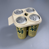 Emballages de bière en pulpe moulée biodégradable à pressage à sec, recyclables, pour 4 canettes, porte-canettes pour 4 canettes