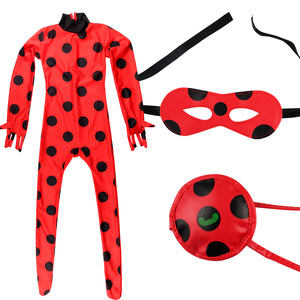 Costume de scène d'Halloween pour fille, motif chat noir et coccinelle, pour enfants, déguisement de coccinelle, ensemble moulant deux pièces - Product Image 5